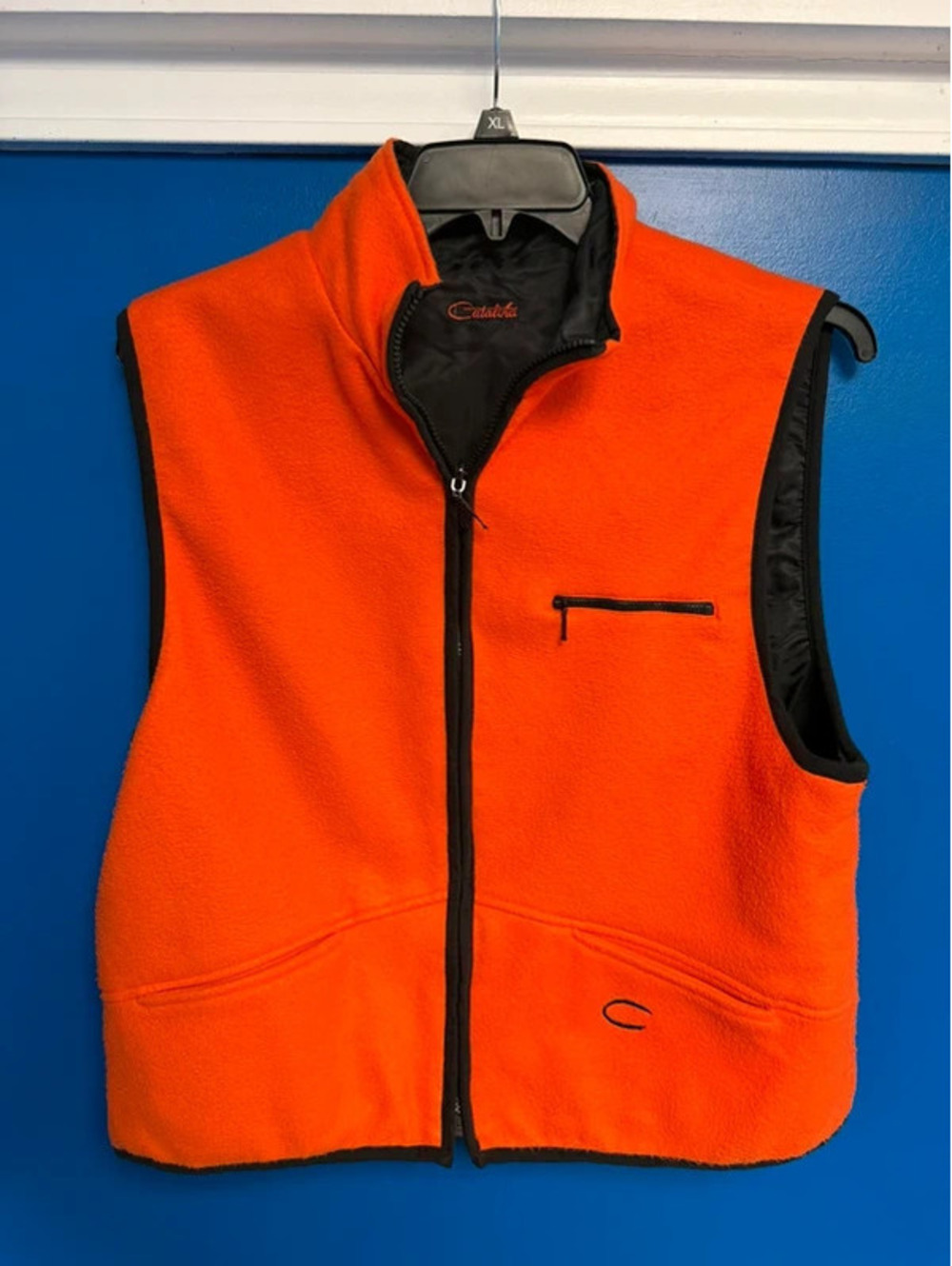 Catalina Reversible Fleece Vest Orange Black Sz L